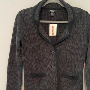 Jones & Co charcoal gray/black merino wool knit blazer. Size Small. New with tag